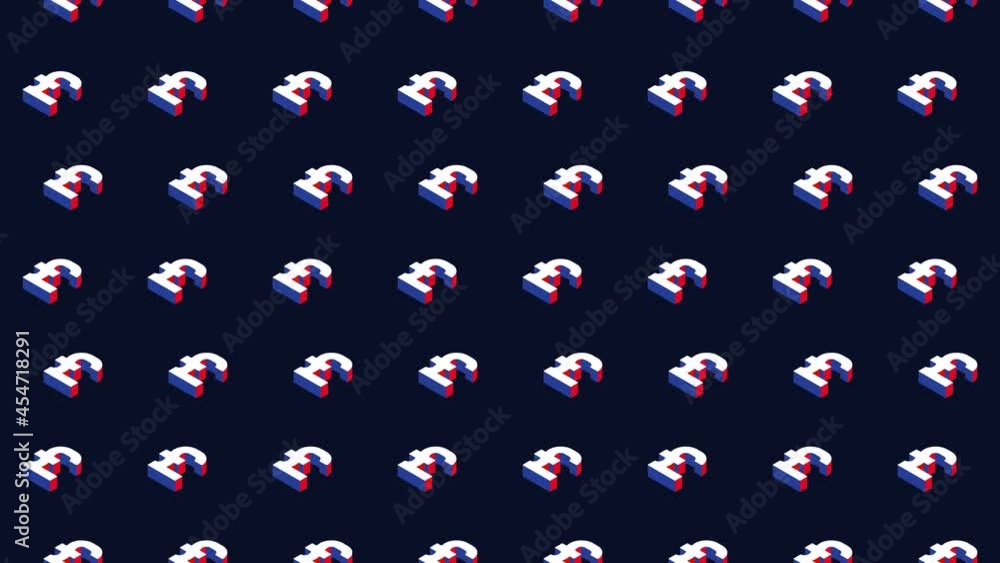 Aufkleber Isometric symbols of British currency Pound in animated mosaic. Simple seamless loop modern motion graphics background
