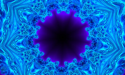 Modern and futuristic abstract digital neon background kaleidoscope pattern ideal for technology