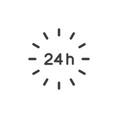 24 hours icon vector. Open or available 24 hours a day concept.