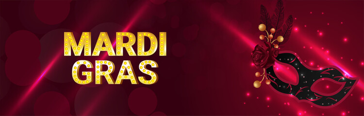 Mardi gras celebration banner with creative mask