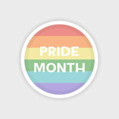 Circle LGBTQ+ flag. Pride Month flag with white background.