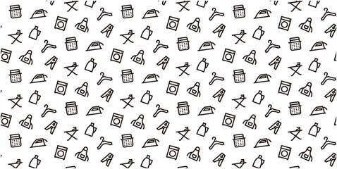 Laundry item icon pattern background for website or wrapping paper (Monotone icon version)