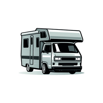 wagon camper van car isolated vector for illustration, mock up and logo design