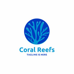 Coral Reef Logo Design Icon Vector