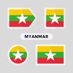 Set of 4 symbols with the flag of Myanmar.