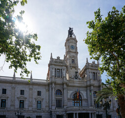 Close up of Valencia's City Hall in Spain