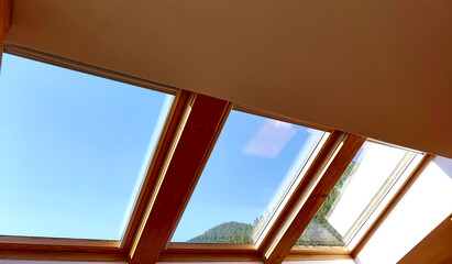 Roof skylight window in near plan