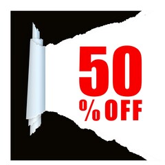 Season sale fifty percent off lettering vector