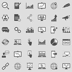 Internet Marketing Icons. Sticker Design. Vector Illustration.