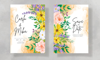 Beautiful wild flower wedding invitation card