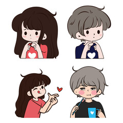 A collection of a cute girl and boy illustration vectors