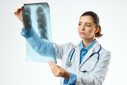 nurse with x-ray health care isolated background