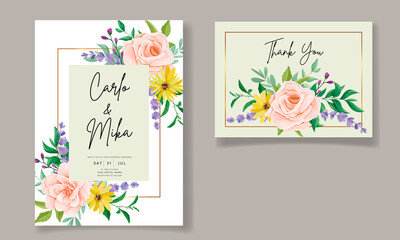 Beautiful wild flower wedding invitation card