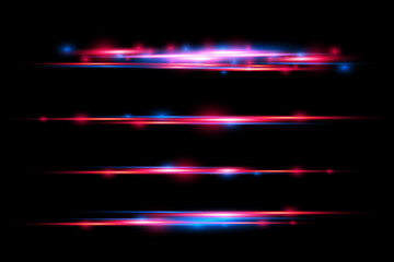 Red, blue laser beams, horizontal light line.