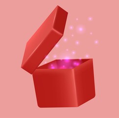 Opened red gift shiny box Vector