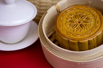 Close up Chinese Moon Cake for celebration Mid-Autumn Festival