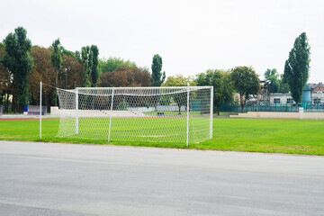 Football field and football goal.