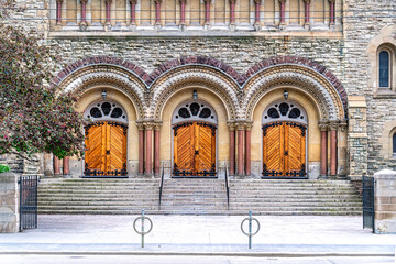 Doors pattern in the facade of Saint Andrew's Church, Toronto, Canada
