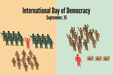 Composition of democrtic or anti democratical ruling. International Day of Democracy concept 