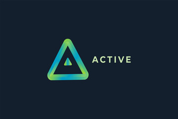 Letter A blue colour gradient  3d aesthetic triangle modern business logo