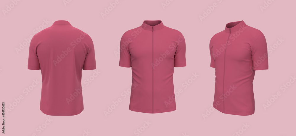 Wall mural Blank cycling jersey mockup in front, side and back, 3d rendering, 3d illustration