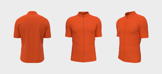 Blank cycling jersey mockup in front, side and back, 3d rendering, 3d illustration - obrazy, fototapety, plakaty