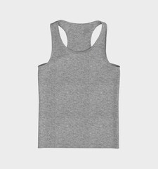 Flatlay sleeveless t-shirt mockup in front and back views, design presentation for print, 3d illustration, 3d rendering