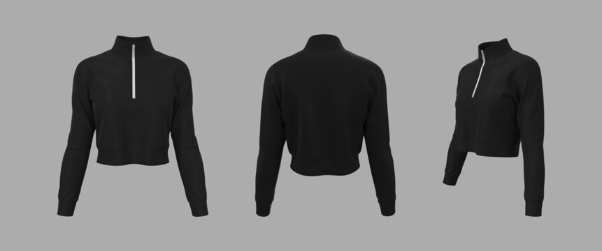 Blank cropped jacket mockup, 3d rendering, 3d illustration