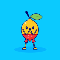 cute lemon cartoon character shocked expression