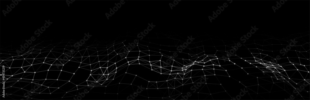 Poster technological wave of dots and lines. technology background concept. big data visualizations. networ