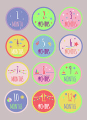 Cute monthly growth baby stickers.