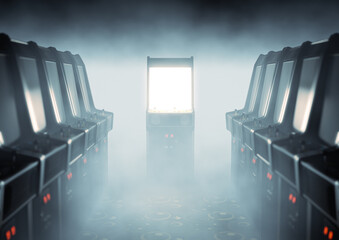 Arcade Aisle With One Illuminated © alswart