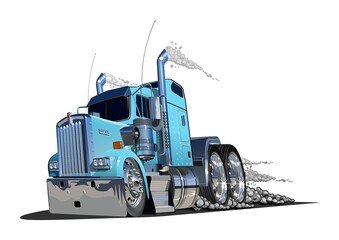 Cartoon semi truck isolated on white background