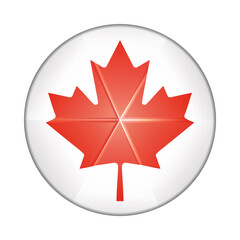 Glass light ball with flag of Canada. Round sphere, template icon. Canadian national symbol. Glossy realistic ball, 3D abstract vector illustration highlighted on a white background. Big bubble.