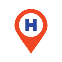 Hospital or heliport pointer vector glyph icon