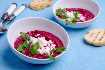 Beet cream soup with feta