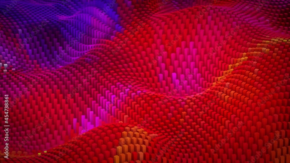 Poster abstract colorful cubic surface in random motion. computer generated background. 3d animation