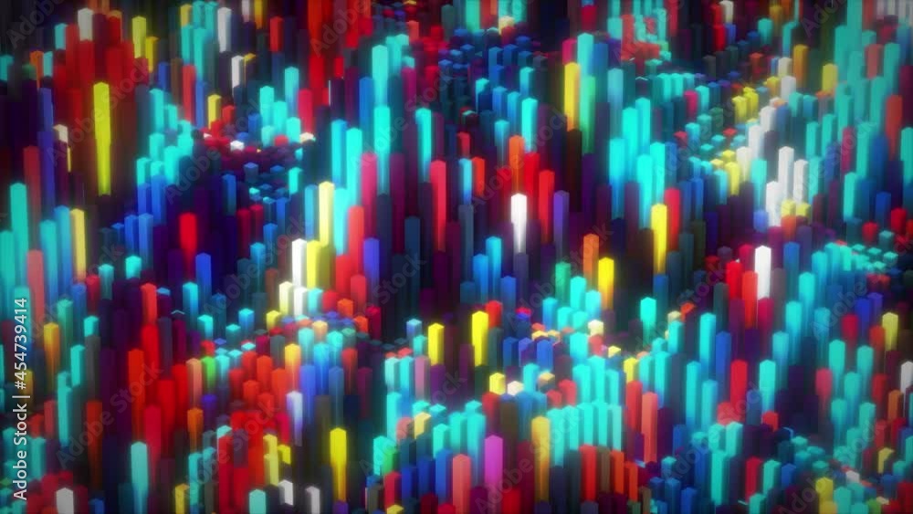 Poster abstract colorful cubic surface in random motion. computer generated background. 3d animation
