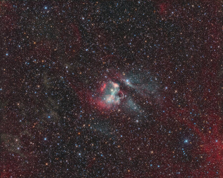 The colorful emission nebula Drechsler-Zirke 1 in the constellation Cygnus