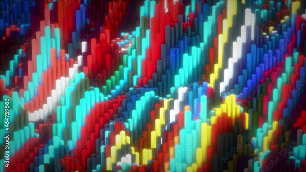 Poster abstract colorful cubic surface in random motion. computer generated background. 3d animation