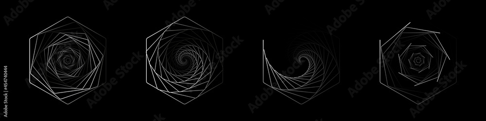 Poster a set of impossible shapes. optical illusion. abstract shapes. minimal geometric logo. vector illust