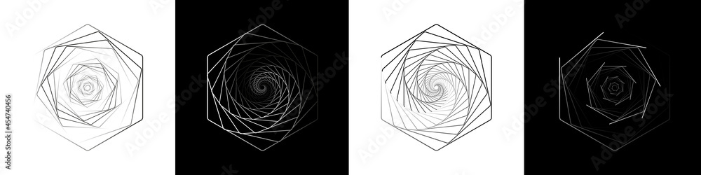 Poster a set of impossible shapes. optical illusion. abstract shapes. minimal geometric logo. vector illust