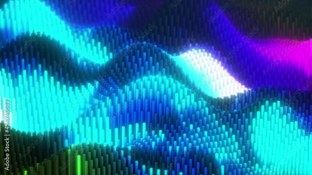 Poster abstract colorful cubic surface in random motion. computer generated background. 3d animation