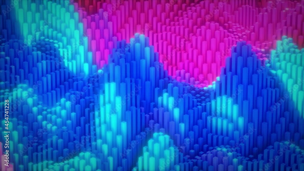 Poster abstract colorful cubic surface in random motion. computer generated background. 3d animation
