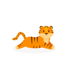 This is a cute tiger isolated on a white background.