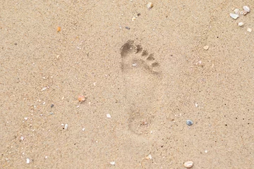 Abwaschbare Fototapete Nordsee, Niederlande A fresh foot print in the sand along the Dutch coast (Kijkduin, The Hague, The Netherlands)