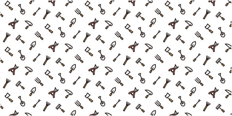 Gardening icon pattern background for website or wrapping paper (Color icon version)
