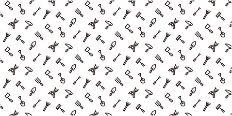 Gardening icon pattern background for website or wrapping paper (Monotone version)