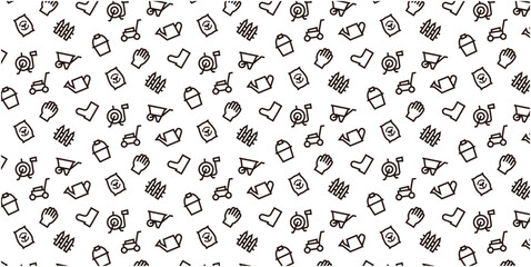 Gardening icon pattern background for website or wrapping paper (Monotone version)