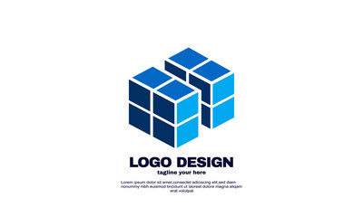 awesome creative blue geometric cube logotype modern design template